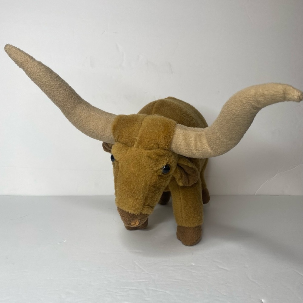 EUC Plush Longhorn Steer Standing Brown and Tan Stuffed Toy, Fiesta